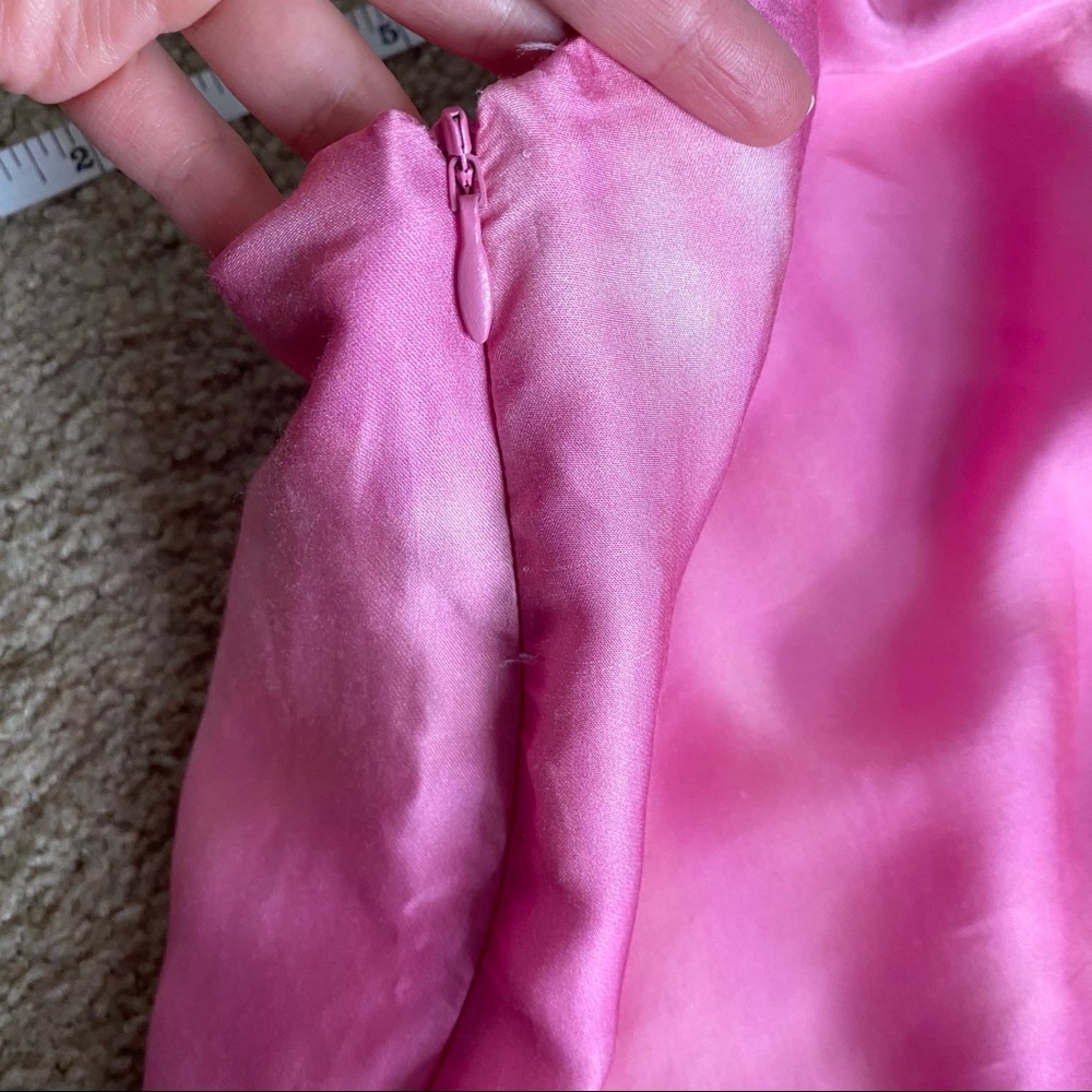 ZARA HOT PINK BARBIE SILKY RUCHE MIDI SKIRT SIZE XS - Picture 7 of 11